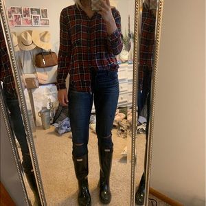 American eagle boyfriend fit plaid shirt